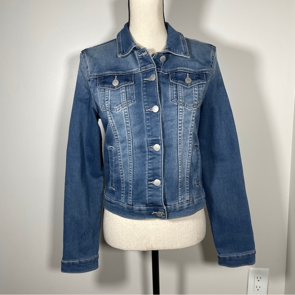Eight Two Blue White Wash Collared Long Sleeve Denim Jacket SP - Picture 2 of 11